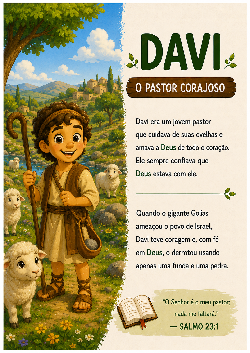 História bíblica infantil — Davi, o pastor corajoso
