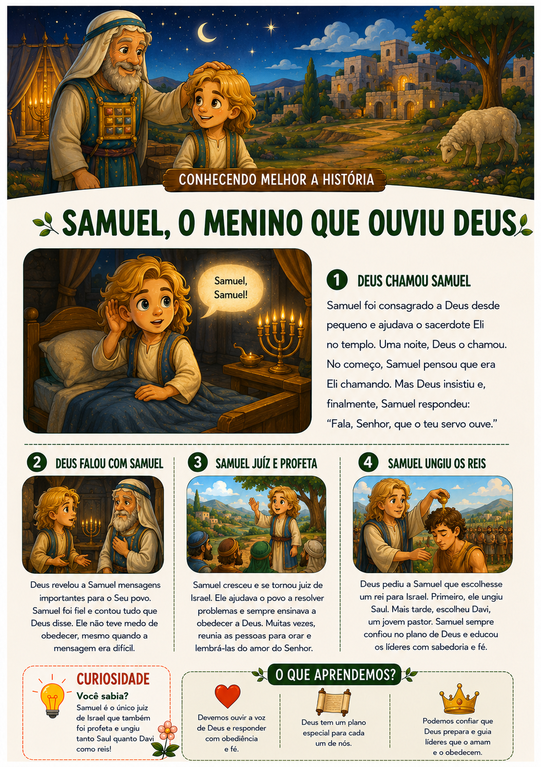 História bíblica infantil — Samuel, o menino que ouviu Deus
