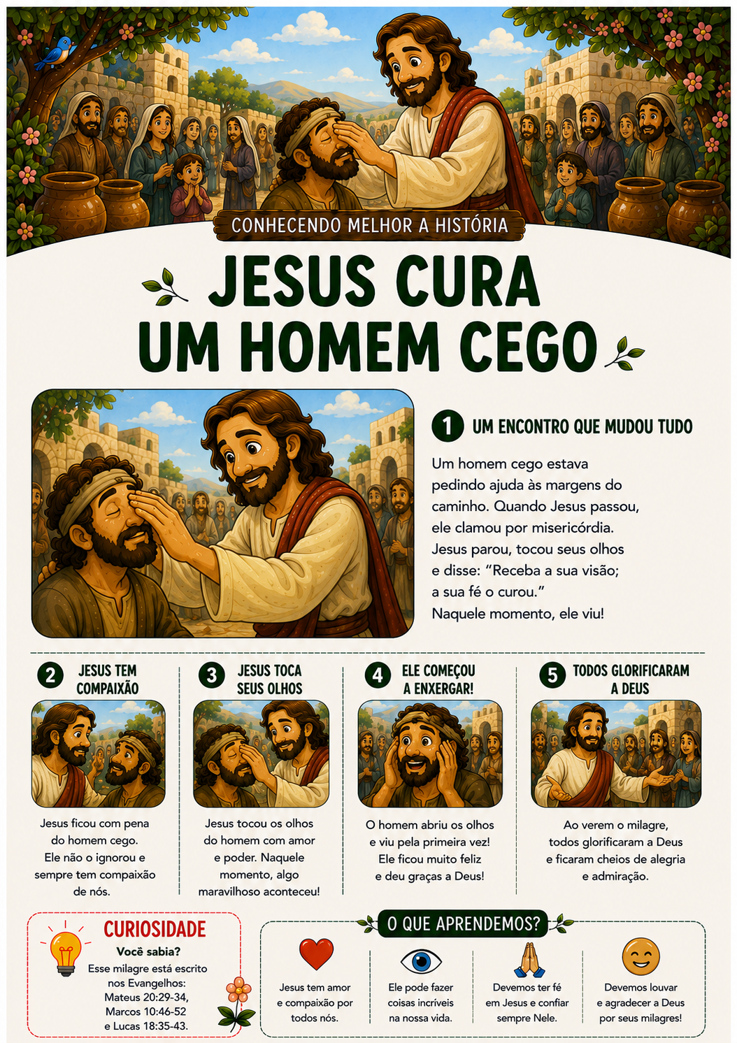 História bíblica infantil — Jesus cura um homem cego
