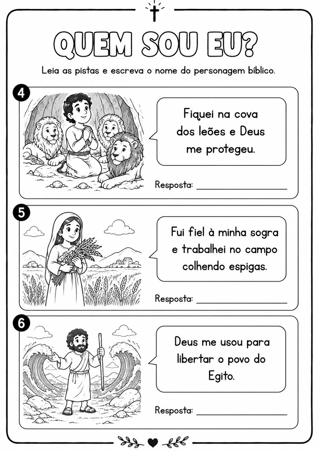 Atividade bíblica infantil — Quem sou eu? Personagens da Bíblia